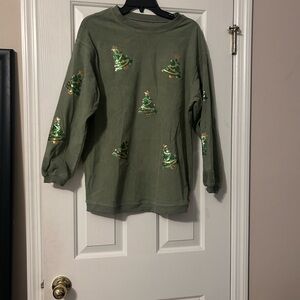 Festive Green Christmas Tree Sweater